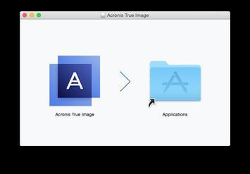 3. Dvakrát klikněte na instalační soubor aplikace Acronis True Image 2018 (soubor má příponu DMG). 4. Ikonu aplikace Acronis True Image 2018 přetáhněte do složky Aplikace.
