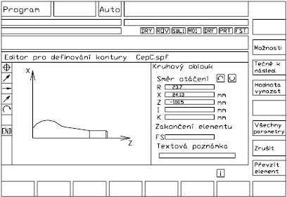 FSI VUT BAKALÁŘSKÁ PRÁCE List 19 Volné programování kontury Definování kontury pro cyklus CYCLE95 je možno řešit s grafickou podporou (obr. 2.1).
