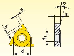 FSI VUT BAKALÁŘSKÁ PRÁCE List 30 VBD: TN 16 ER(L) 130 ZZ; 8030 a = 1,10 mm h = 1,30 mm d = 9,525 mm d 1 = 3,9 mm s = 3,4 mm Obr. 3.16 Výměnná břitová destička (7) Doporučené řezné podmínky: v c = 140 m/min (165 135) 3.