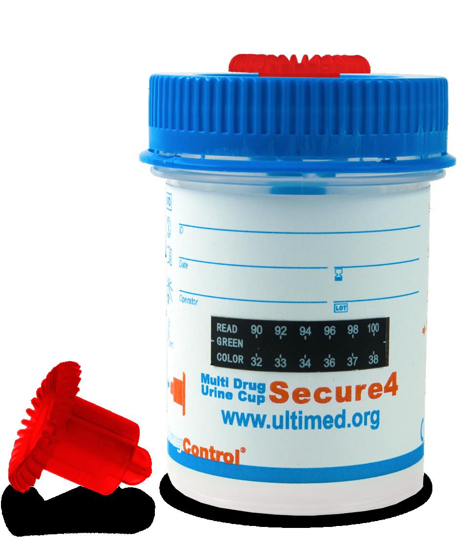 MULTI DrugControl Urine Cup Secure 4 Rychlý test pro paralelní, kvalitativní detekci jakékoliv kombinace amfetaminu, barbiturátů, benzodiazepinů, kokainu, marihuany, MDMA, metamfetaminu, metadonu,