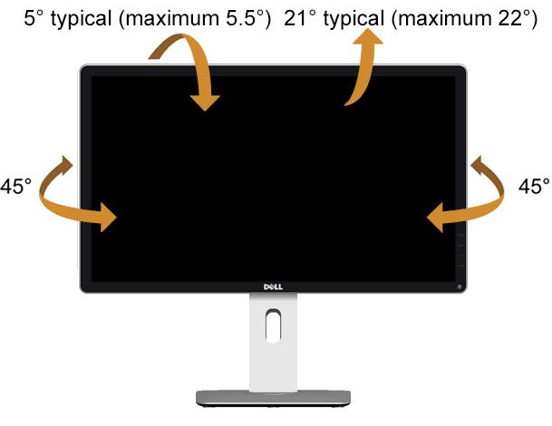 Naklonění a nastavení výšky monitoru POZNÁMKA: Níže uvedený postup platí pro podstavec dodaný s monitorem.