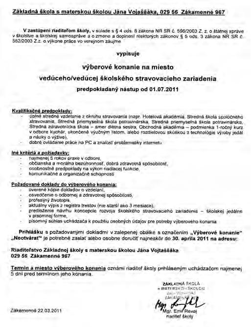 26 / Zákamenčan č. 1 spoločenská rubrika / oznam / inzercia Január Apríl 2011 ŠtatiSTika obyvateľstva za rok 2010 