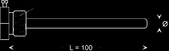 GTF101 s FL = 105 mm, Ø 5 mm) jiné délky, průměry a typy závitů - na dotaz Ponorná jímka pro snímače teplotyt