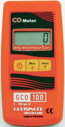Ruční měřicí přístroje Analýza plynů AUTO OFF HOLD MAX ALARM MIN MAX GCO 100 obj. č. 600062 měřicí přístroj CO s alarmem Oxid uhelnatý (CO) vzniká při spalování uhlíku a uhlík obsahujících sloučenin.