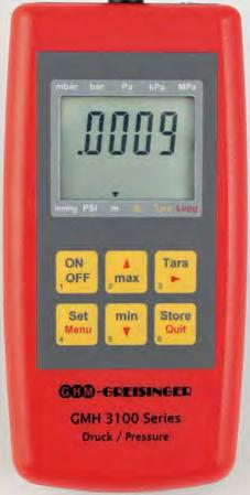 Ruční měřicí přístroje Tlak ISO ALARM BAT AUTO OFF HOLD LOGG MIN MAX O / S- CORR TARA GMH 3151 obj. č.