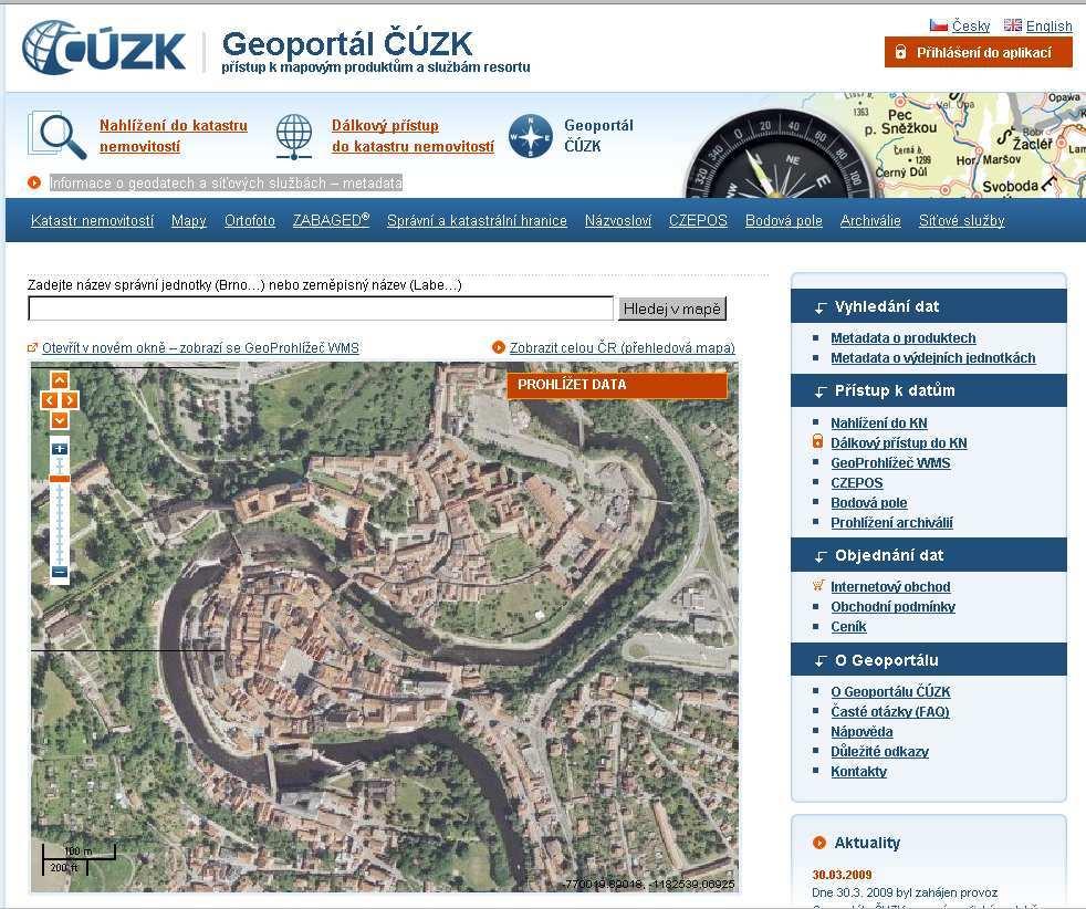 3. Geoportál ČÚZK Resortní geoportál Metadata data