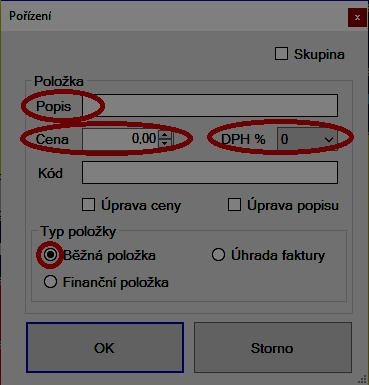 Potvrdím tlačítkem OK Prodej bude pak probíhat zadáním číselné hodnoty a stiskem skupiny zboží s přiřazenou sazbou DPH.