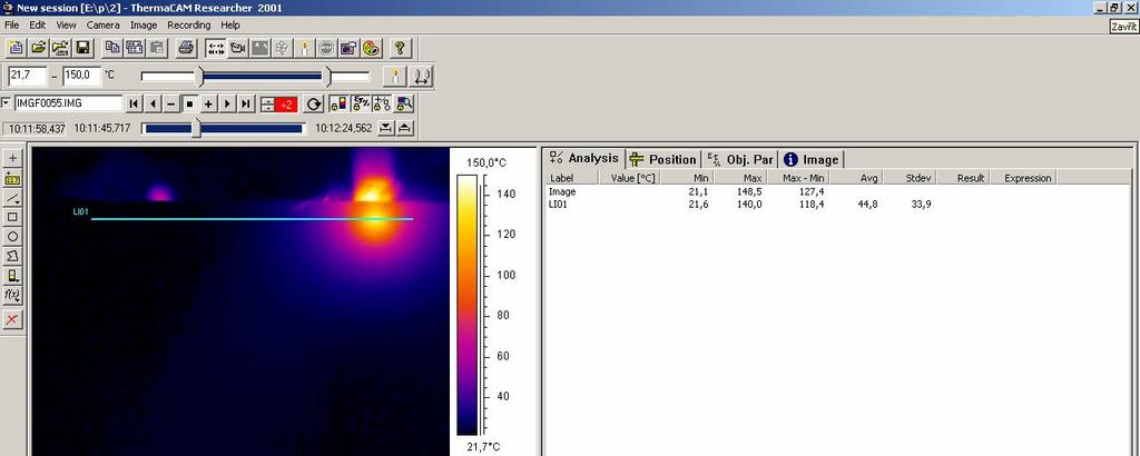 FSI VUT DIPLOMOVÁ PRÁCE List 37 4.1.2 Program pro vyhodnocování Pro vyhodnocování snímků bylo využito programu ThermaCAM TM Researcher.