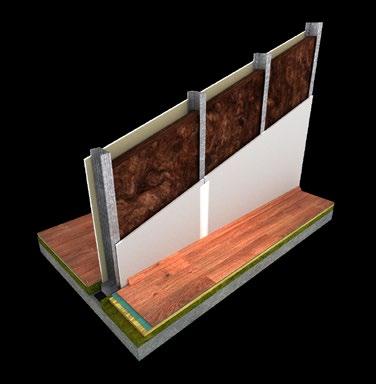 Lehká montovaná vnitřní stěna Izolace Knauf Insulation pohltivá výplň Opláštění stěny například sádrokartonové nebo sádrovláknité desky.