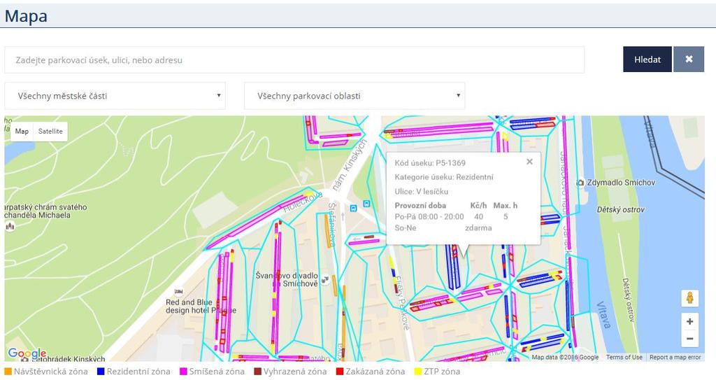 Mapa Komerčních parkovišť U některých komerčních