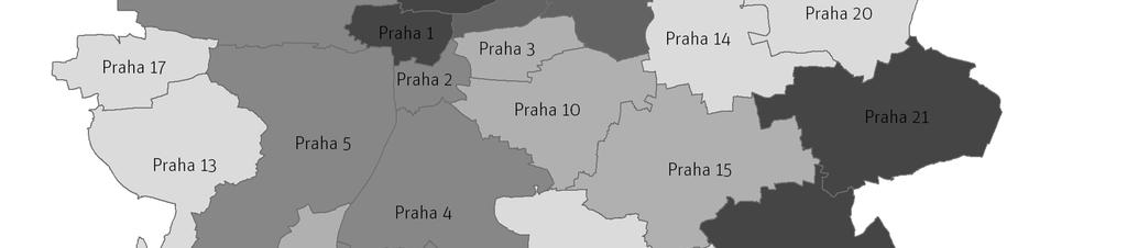 Obrázek č. 25: Podíl neobydlených obecních bytů na obecním bytovém fondu hl. m. Prahy (v %, SLDB 2011