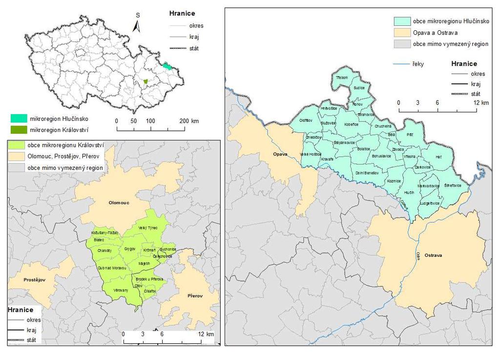 Výběr případů Teoreticko-empirický cílový výběr (s ohledem na možnost zobecnění na příměstský venkov) Hlučínsko již známé charakteristiky: venkovskost regionu, ležící v těsné blízkosti velkých měst,