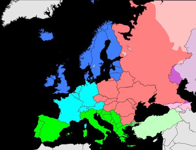 Evropa - rozdělení