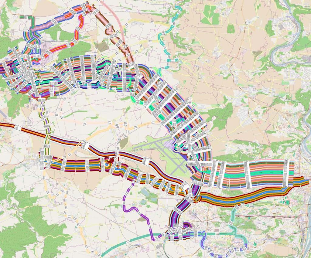 Sdružení METROPROJEKT + SUDOP Praha Ruzyně Kladno A.2. Vyhodnocení Obr: 8. Linkové vedení regionálních autobusů současný stav.