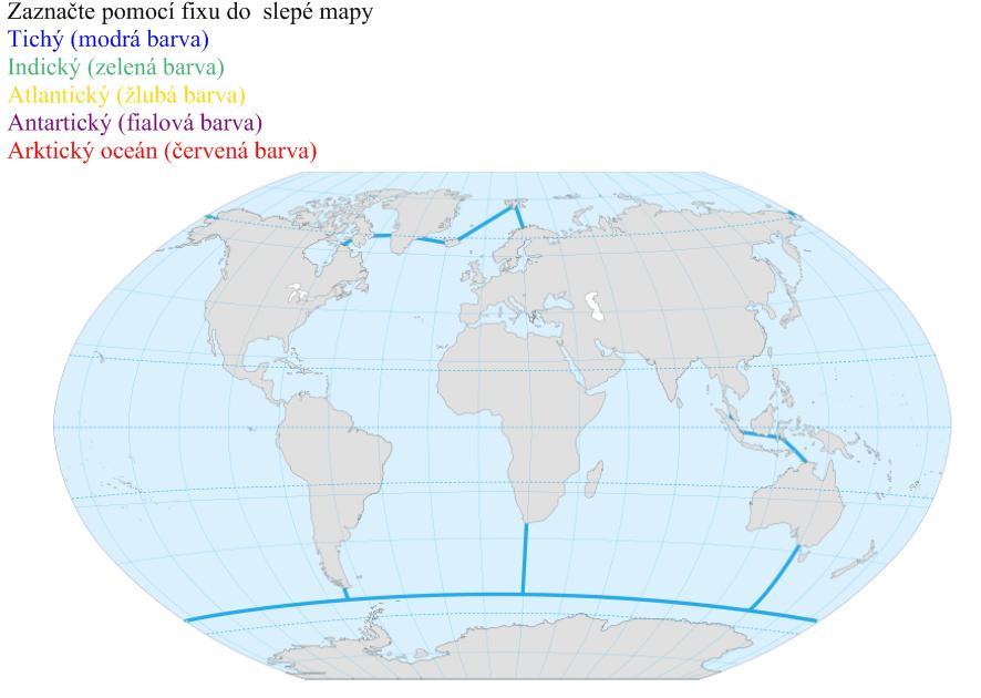 9. PŘÍKLAD SLEPÉ MAPY Vytvořte soubor s názvem OCEANY, kdy budou žáci pomocí fixů označovat jednotlivé oceány. 1.