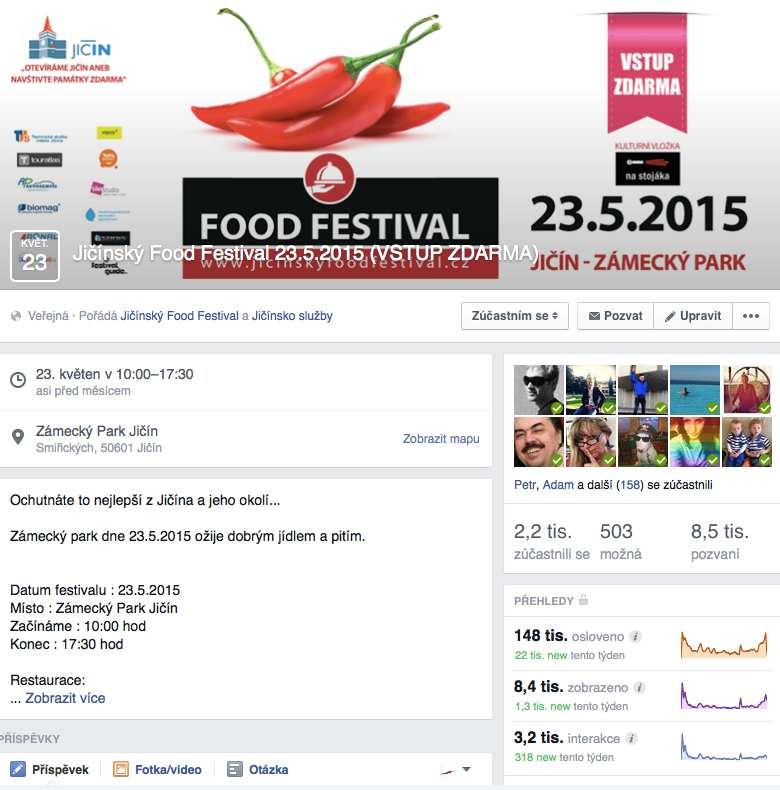 Facebook Jičínský Food Festival - pozvánka na
