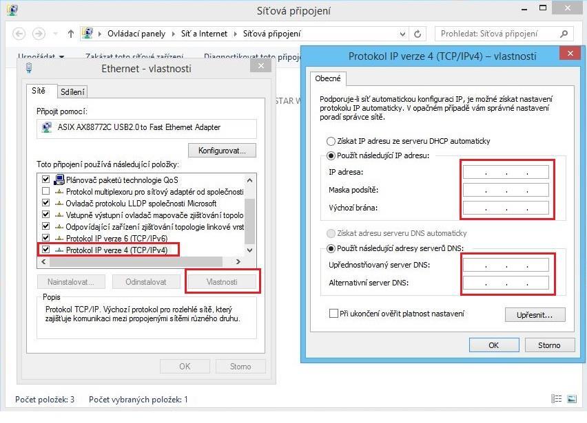 Klikněte na Protokol TCP/IP v4, poté na Vlastnosti.