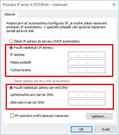 Vyberte Protokol IP verze 4 (TCP/IPv4) a klikněte na Vlastnosti.