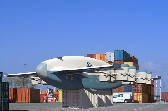 9: Hybridní nákladní konvertoplán VV-Plane V současné době letadla nebo vrtulníky pohání jedena, dvě nebo čtyři pohonné jednotky.