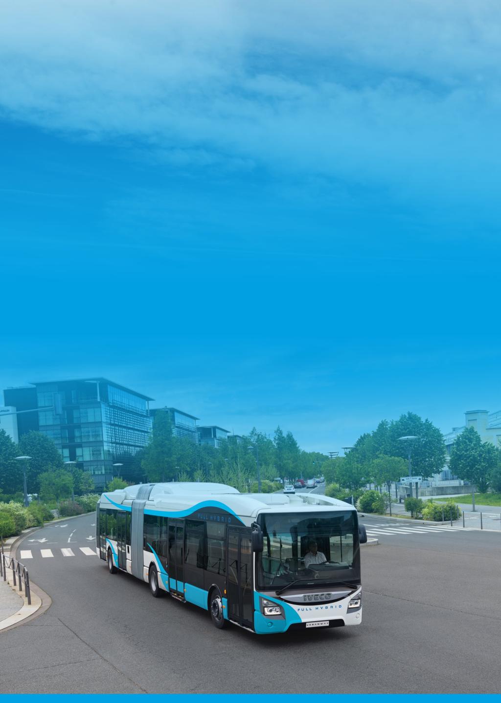 FULL HYBRID = PROSTORNÝ TICHÝ EKOLOGICKÝ Vůz Urbanway Hybrid byl značkou IVECO BUS vyvinut s důrazem na zásadní snížení emisí a spotřebu paliva tak, aby zajišťoval ve městech stále ekologičtější