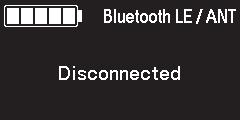Bluetooth LE/ANT (SC-E8000) Na obrazovce lze zobrazit aktuální stav bezdrátového připojení. Podrobnosti o připojení ANT jsou uvedeny v oddílu Připojení ANT v části Bezdrátové funkce.