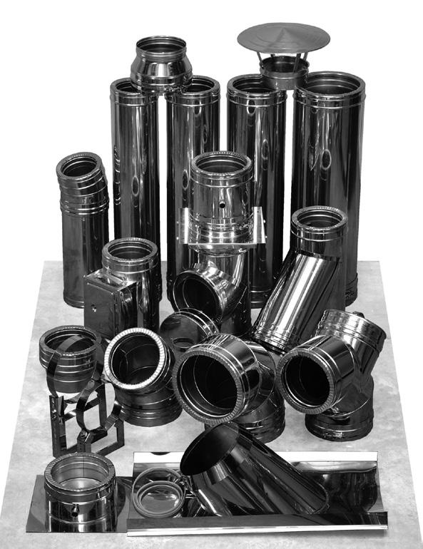 DW25 třívrstvý nerezový systém (DW25) DN 80 550 mm Nerez / izolace / nerez Tl. stěny 0,5 mm DN 200 mm; 0,6 mm DN 250 mm Tloušťka izolace 25 mm Tl.