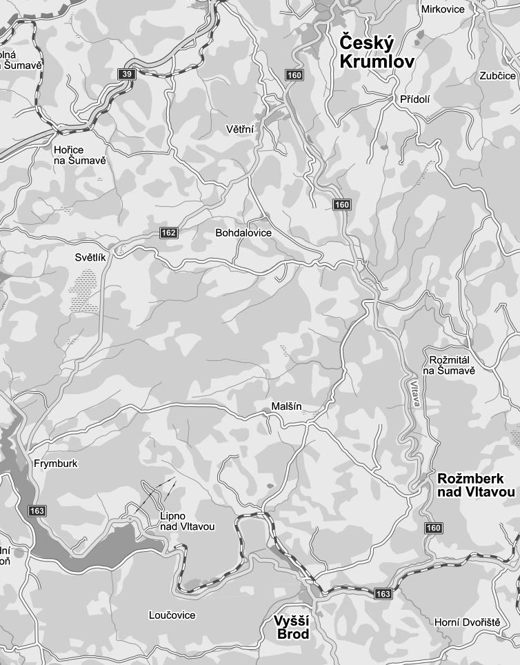 CELKOVÁ MAPA Legend: - uzvřený úsek silnice II/160 - ojízdná trs 40 A 15 - nvržené přechodné doprvní znčení B 20 - stávjící doprvní