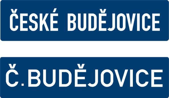 (3) Písmo úzké lze užít pouze výjimečně, pokud nepostačuje ani komprese středního písma 85 %. V případě víceslovného názvu obce se náhradou za užití úzkého písma doporučuje užití zkratky názvu (obr.