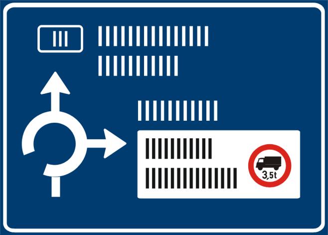 (2) Pokud nebezpečí nebo omezení platí bezprostředně na výjezdu z křižovatky, umisťuje se symbol příslušné značky do dříku šipky (obr. A41). Obr.