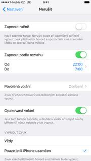 Funkce Nerušit 2. Zvolíte možnost Nerušit. 3. Funkci můžete zapnout ihned a to stisknutím vypínače na konci řádku Zapnout ručně. 4.