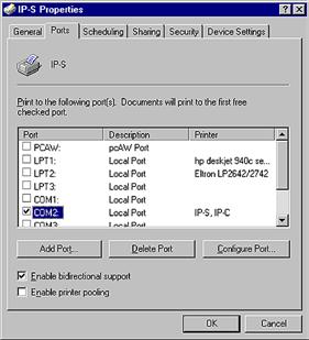 4. Příprava k provozu Konfigurování sériového portu: 1. Otevřete složku tiskáren: START --> SETTINGS --> PRINTERS 2.