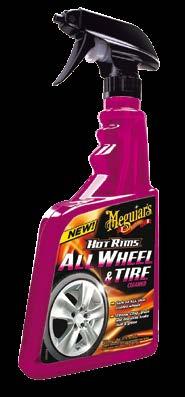 Meguiar s Hot Rims All Wheel & Tire Cleaner je bezpečný pro použití na všechny typy kol, včetně vícedílných, leštěných kol a na chromované povrchy.
