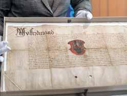 A document issued by King Ferdinand I in 1532 granting the township of Třebovice the right to use its coat-of-arms. Kůň byl ve znaku Ostravy již na počátku 15.