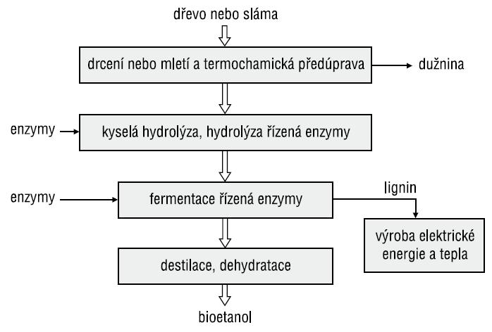4.3.3 Výroba bioetanolu z lignocelulózové biomasy Lignocelulózová biomasa, jako jsou zemědělské zbytky (zejména sláma), dřevo a dřevní odpad, energetické plodiny, papírový odpad atd.