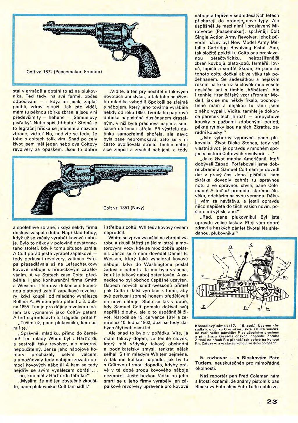 Colt vz. 1872 (Peacemaker, Frontier) stal v armádě a dotáhl to až na plukovnika. Teď tady, na své farmě, občas odpočivám - i když mi jinak, zaplať pánbů, zdraví sluuží.