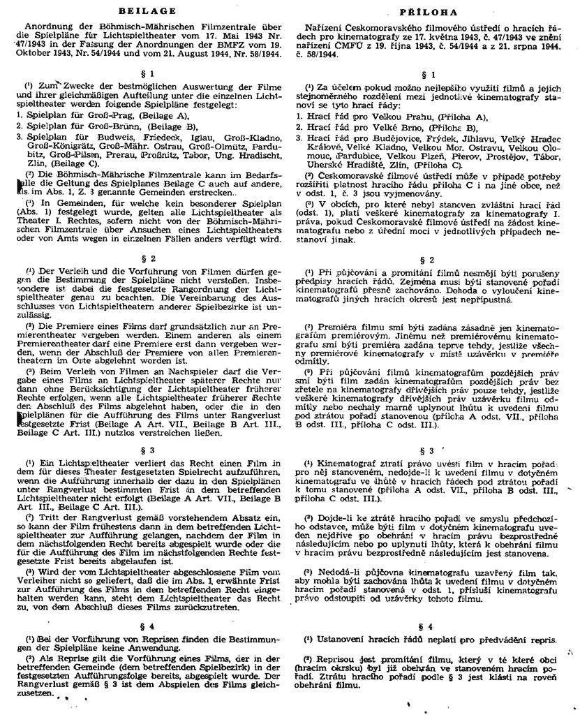 10c) 58. Nařízení ČMFÚ, kterým se mění nařízení ze 17. května 1943.