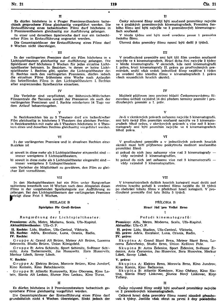 10e) 58. Nařízení ČMFÚ, kterým se mění nařízení ze 17. května 1943.