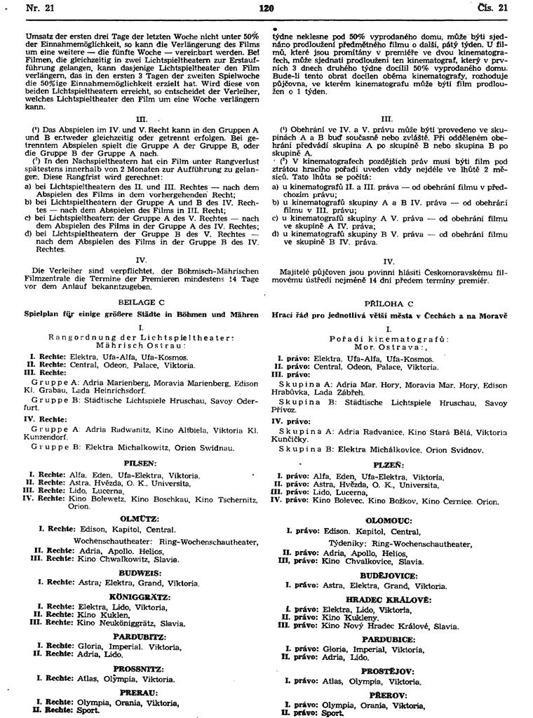 10f) 58. Nařízení ČMFÚ, kterým se mění nařízení ze 17. května 1943.