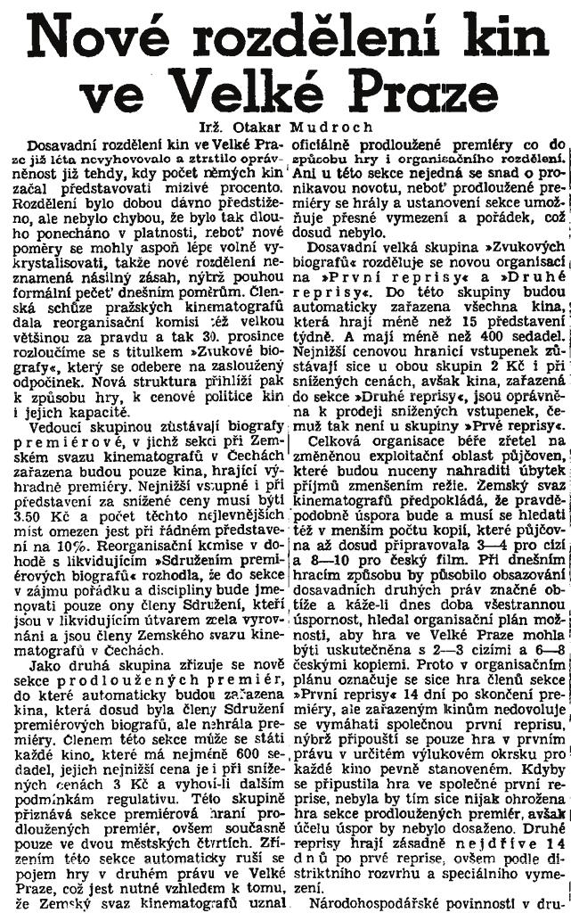 Obr. 3. Nové rozdělení kin ve Velké Praze.