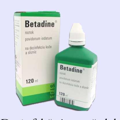 Tento roztok obsahuje uvolnitelný jod I2 a využívá se jako dezinfekce (Betadine).