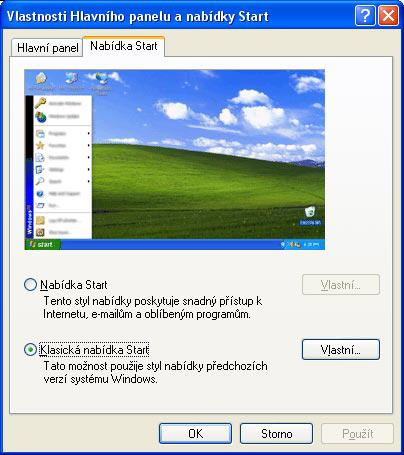 Panel Snadné spuštění panel, který obsahuje tlačítka nejčastěji spouštěných programů. Tuto nabídku lze navíc dodatečně upravovat.