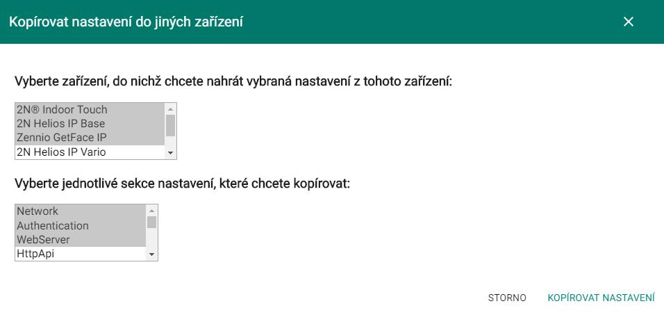 Kopírování nastavení, Výměna zařízení Kopírování nastavení mezi zařízeními 1. 2. 3. 4. 5. 6. Přejděte na kartu Zařízení.