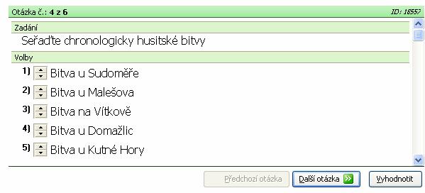 pomocí šipek. Tento typ otázek lze použít např.