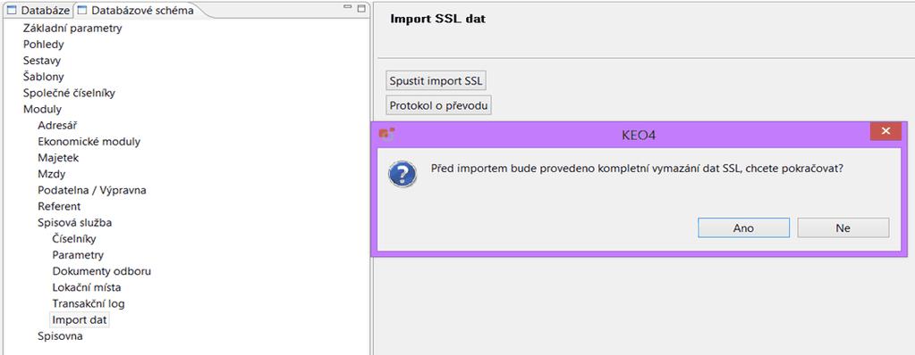 28 5 KEO4 Podatelna Import dat z KEO-X a nastavení po instalaci Před importem Ještě před provedením importu dat je nutné v KEO4: 1) nastavit základní parametry, 2) založit uživatele a organizační