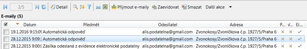 54 KEO4 Podatelna zaevidování datové zprávy právo do ní nahlížet. Vyřazení datové zprávy z evidence Může nastat situace, že se obsluha rozhodne staženou zprávu nezaevidovat.