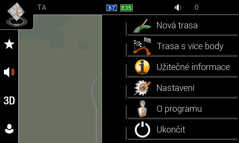 2.4 Menu Navigace Na obrazovce Zobrazení navigace klepnutím na tlačítko otevřete menu Navigace.