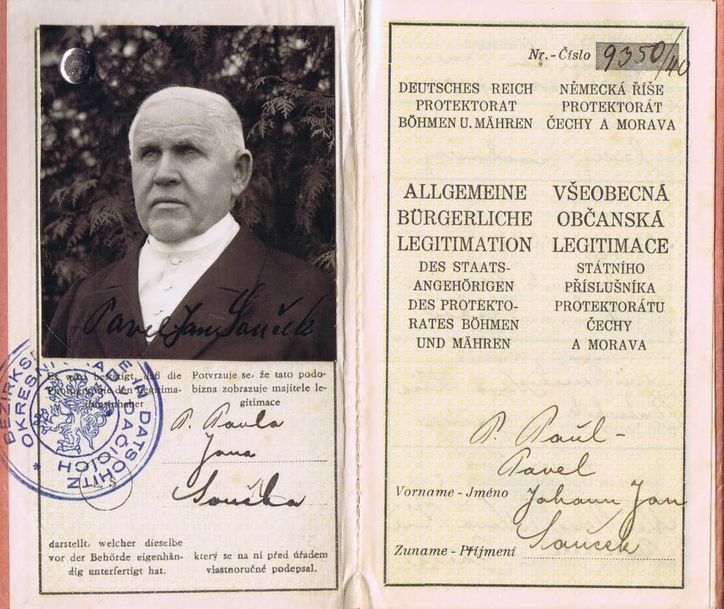 Všeobecná občanská legitimace, 1940.