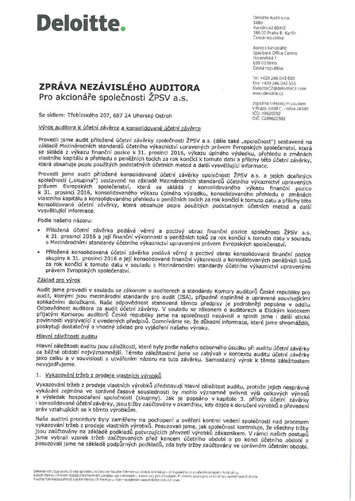 ZPRÁVA AUDITORA strana