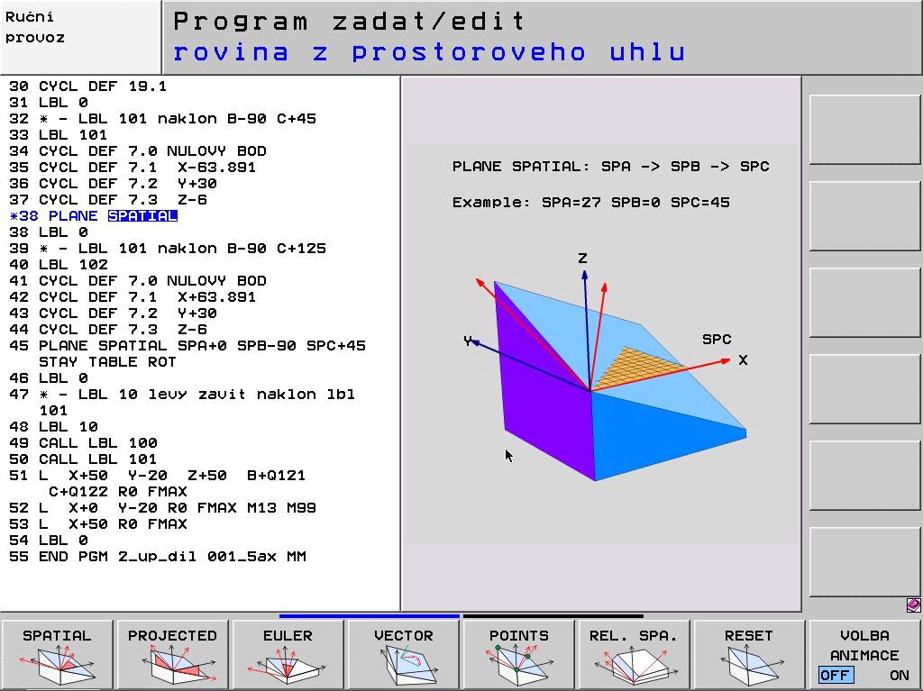 3.6 Pětiosé dílenské programování Pětiosé ruční programování je v podstatě tříosé programovaní v naklopené rovině obráběni.
