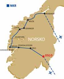 > NORSKO Královská cesta Norskem Trondheim Cesta Trollů Geirangerfjord Sognefjord Bergen Steinsdalfossen Torpo Oslo Výjezd na Dalsnibu 1. den: samostatně odlet z Prahy do Trondheimu.